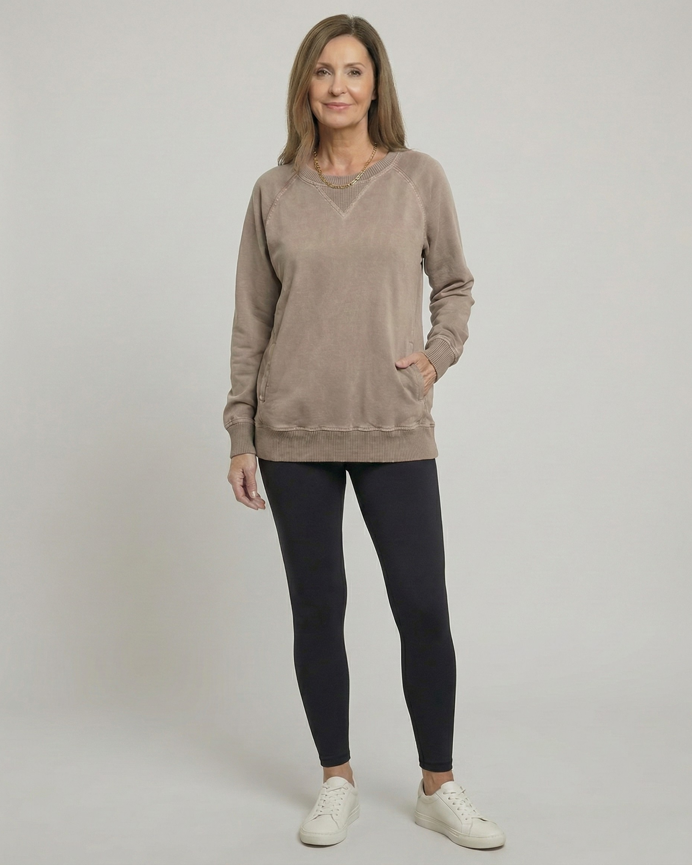 VIOLA - Ribbed Accent Pocketed Pullover