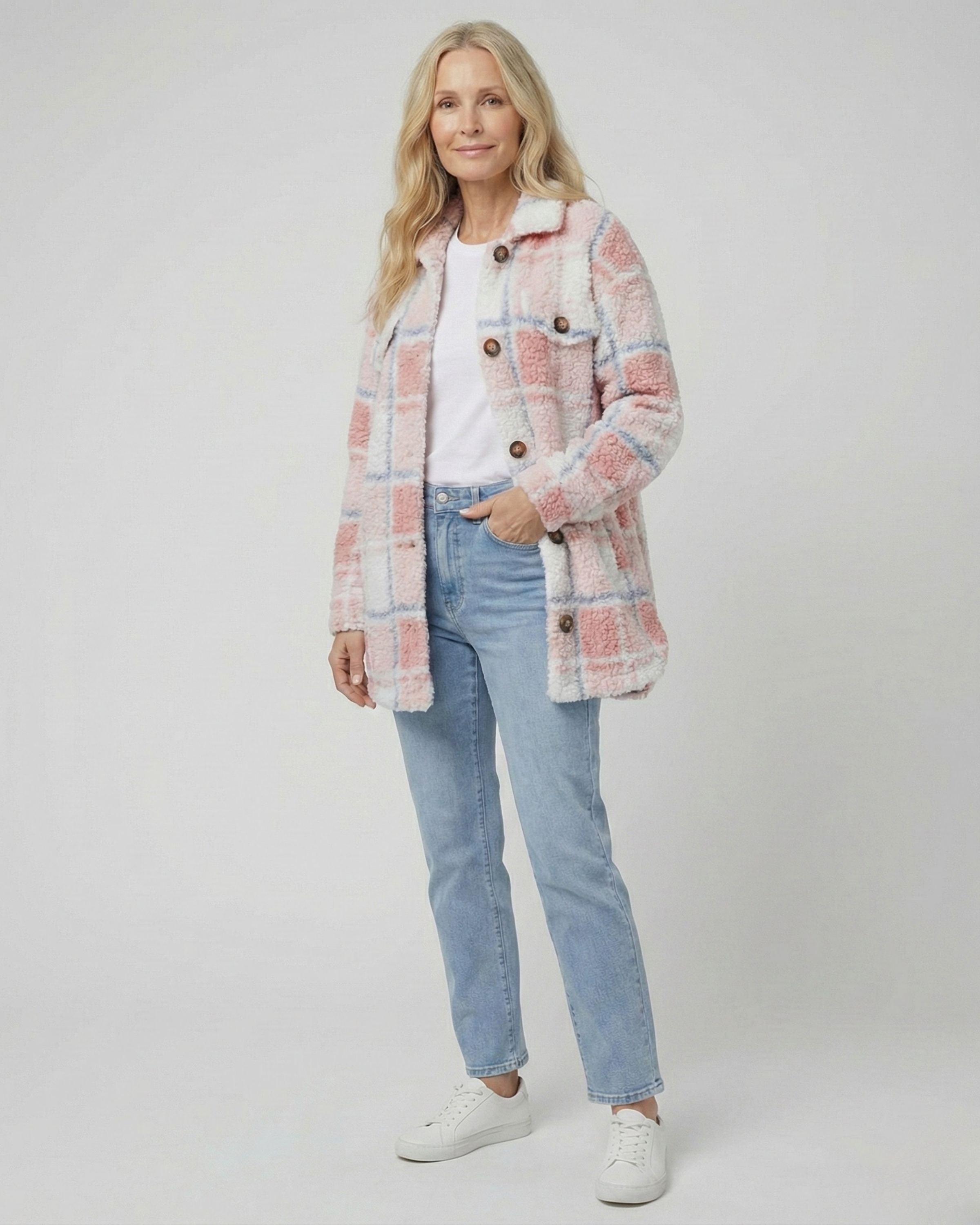 ELINARA - Polar Fleece Plaid Jacket