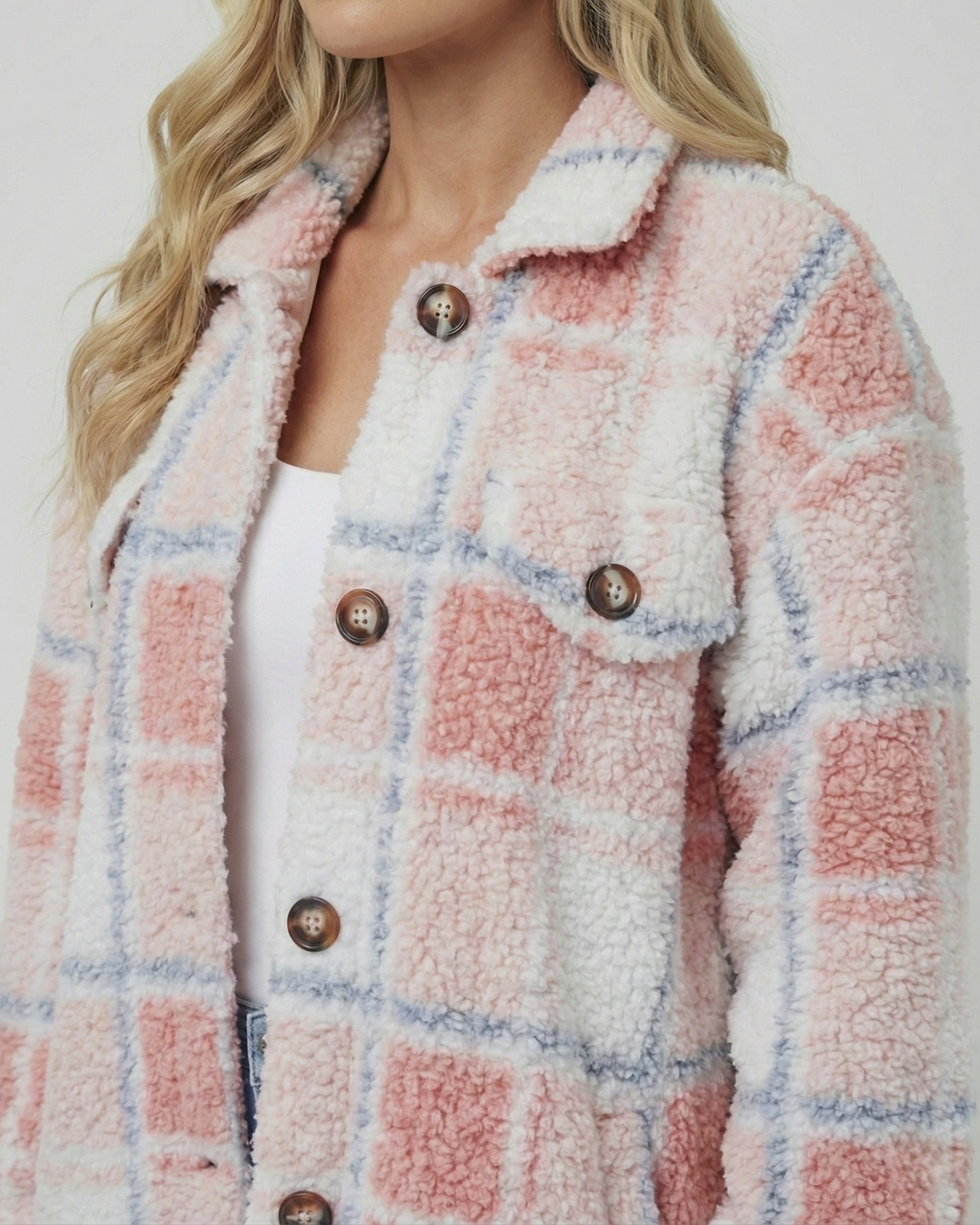 ELINARA - Polar Fleece Plaid Jacket