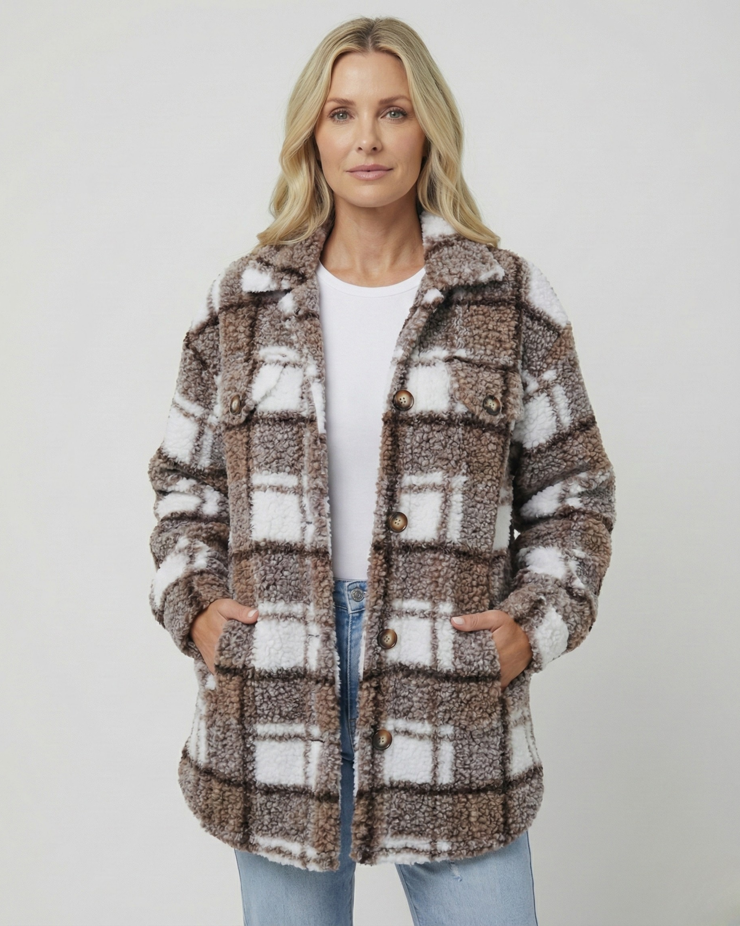 ELINARA - Polar Fleece Plaid Jacket