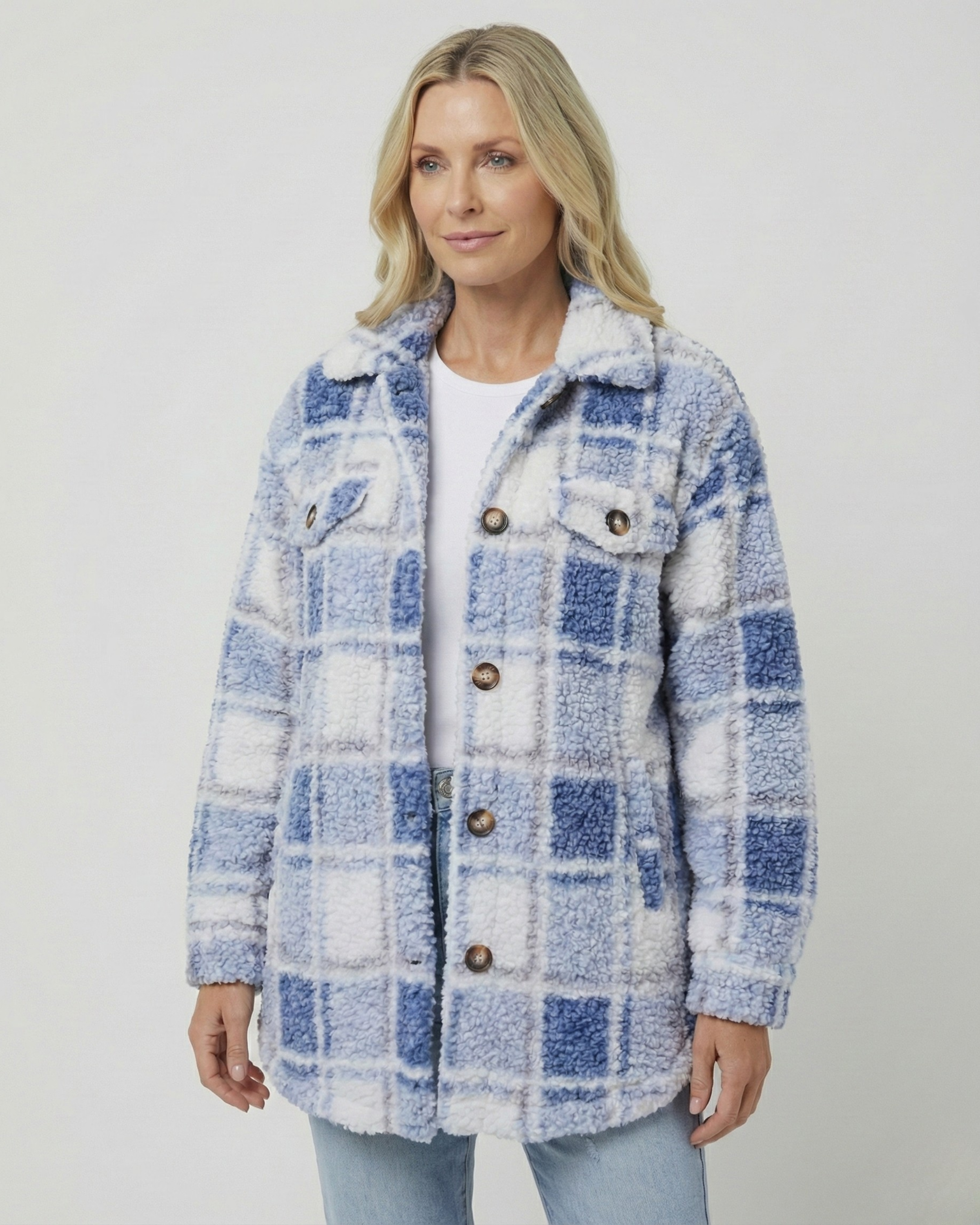 ELINARA - Polar Fleece Plaid Jacket
