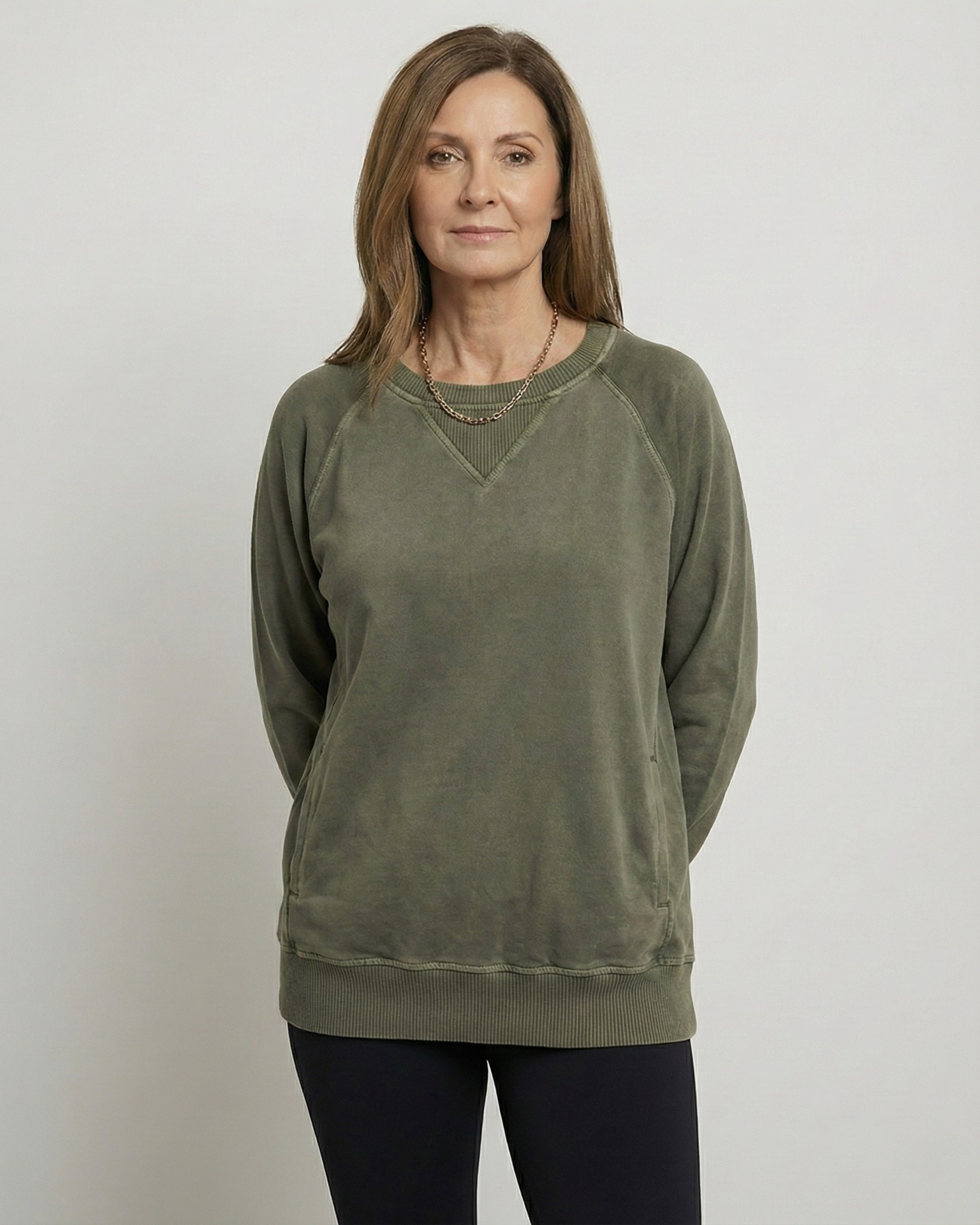 VIOLA - Ribbed Accent Pocketed Pullover