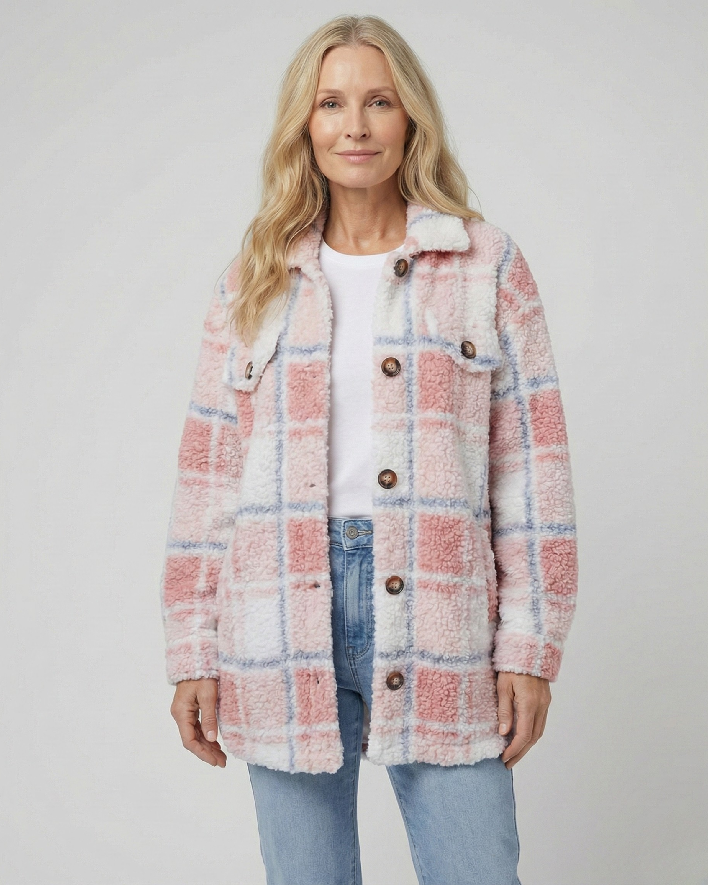 ELINARA - Polar Fleece Plaid Jacket